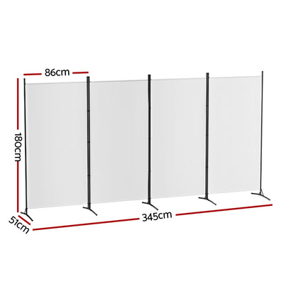 Artiss 4 Panel Room Divider Screen 345x180cm Fabric White