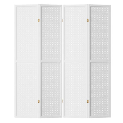 Artiss 4 Panel Room Divider Screen 164x170cm Pegboard White