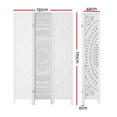 Artiss 3 Panel Room Divider Screen 132x170cm Circle White