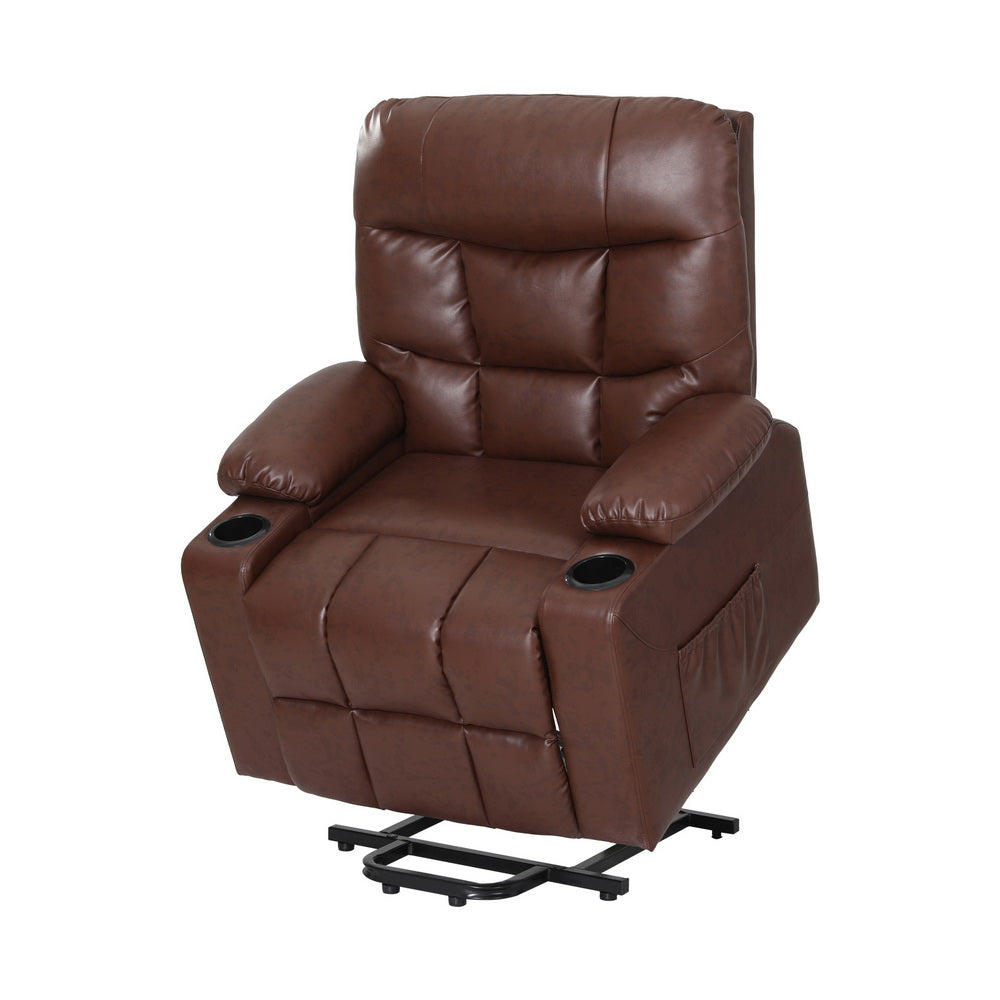 Artiss Recliner Chair Lift Assist Heated Massage Chair Leather Claude