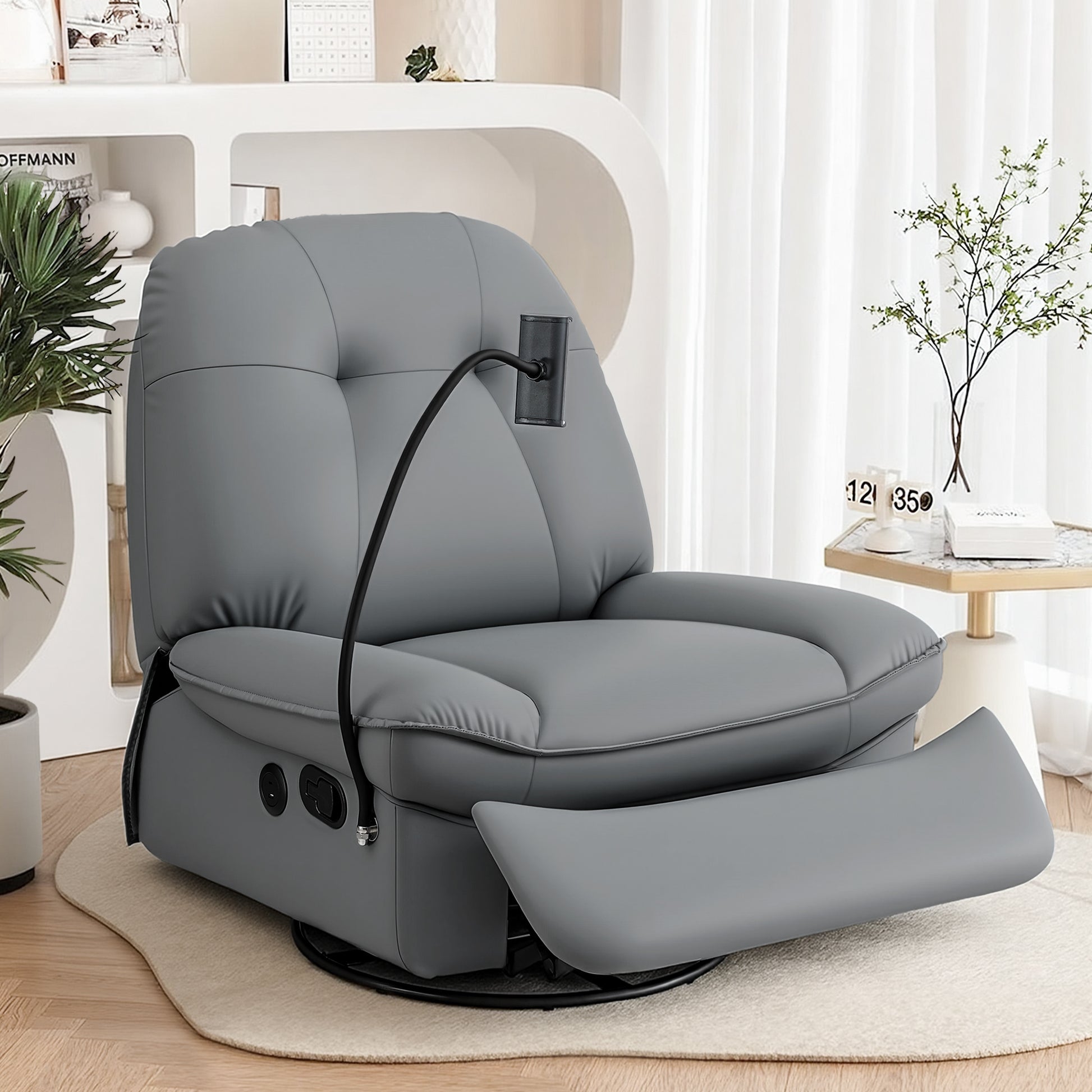 Artiss Manual Swivel Rocker Recliner with USB Ports Rocking Chair Nursery Sofa Lounge