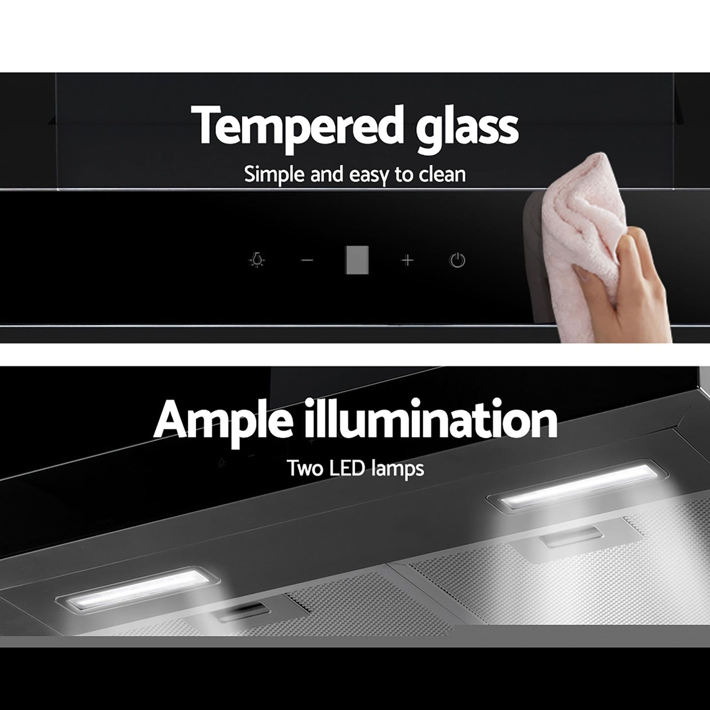 Devanti 600mm Range Hood 60cm Rangehood Glass Stainless Steel
