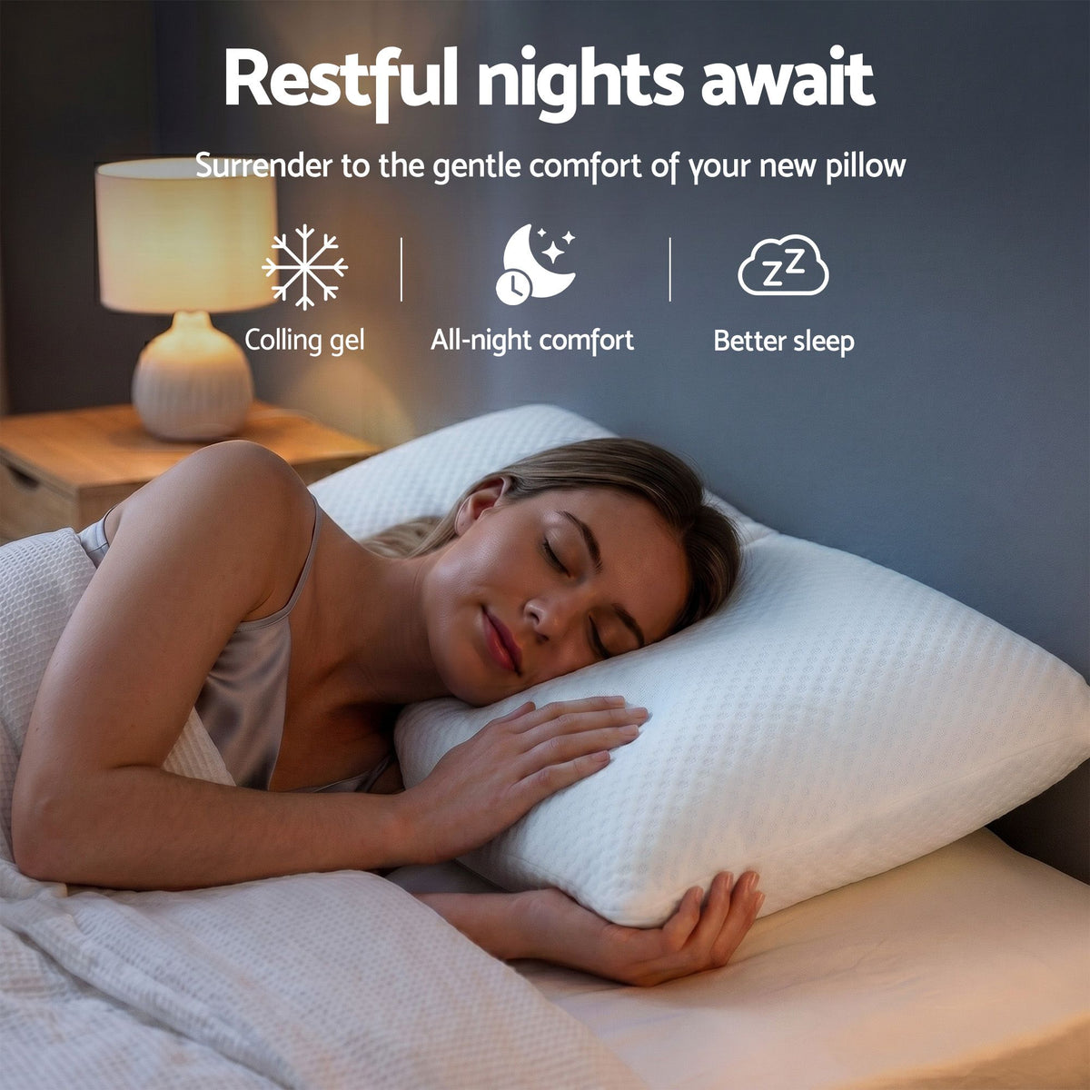 ROOMSENSE Cooling Memory Foam Pillow 2 Pack, Anti-Flattening Bed Pillows for Hot Sleepers, Adjustable Shredded Gel Side Sleeper Pillow for Neck Support, Washable Cover, 72x50x15cm