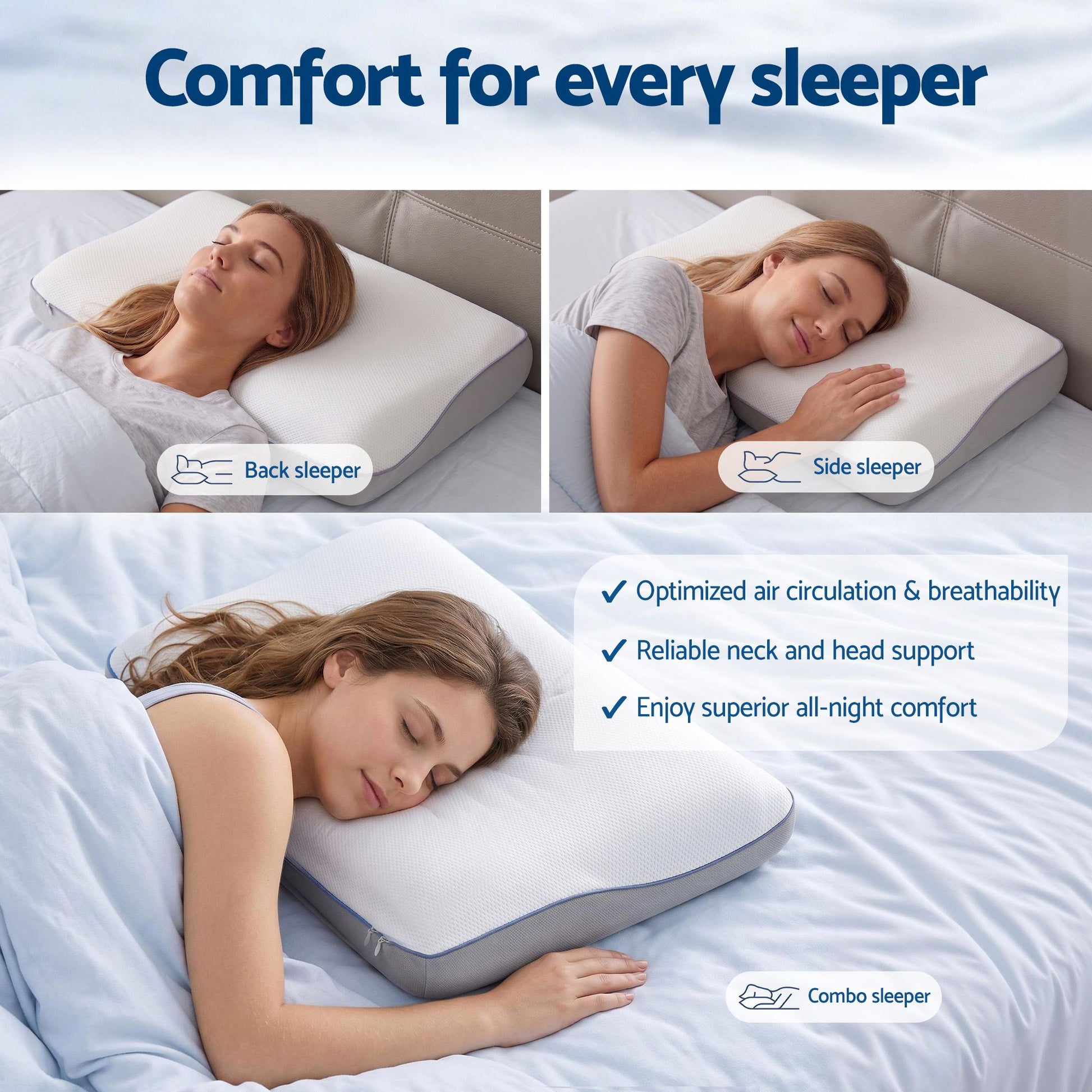 ROOMSENSE Reversible Dual-Sided Memory Foam Pillow, Ice-Cooling & Warm Fabric Sides, 55D Ultra-High Density Ergonomic Contour Pillow for Neck Pain Relief, Back & Side Sleepers