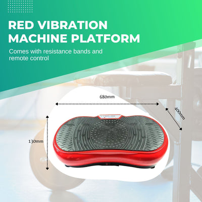 Red Vibration Machine Platform - Exercise Vibrating Plate - Whole Body Workout