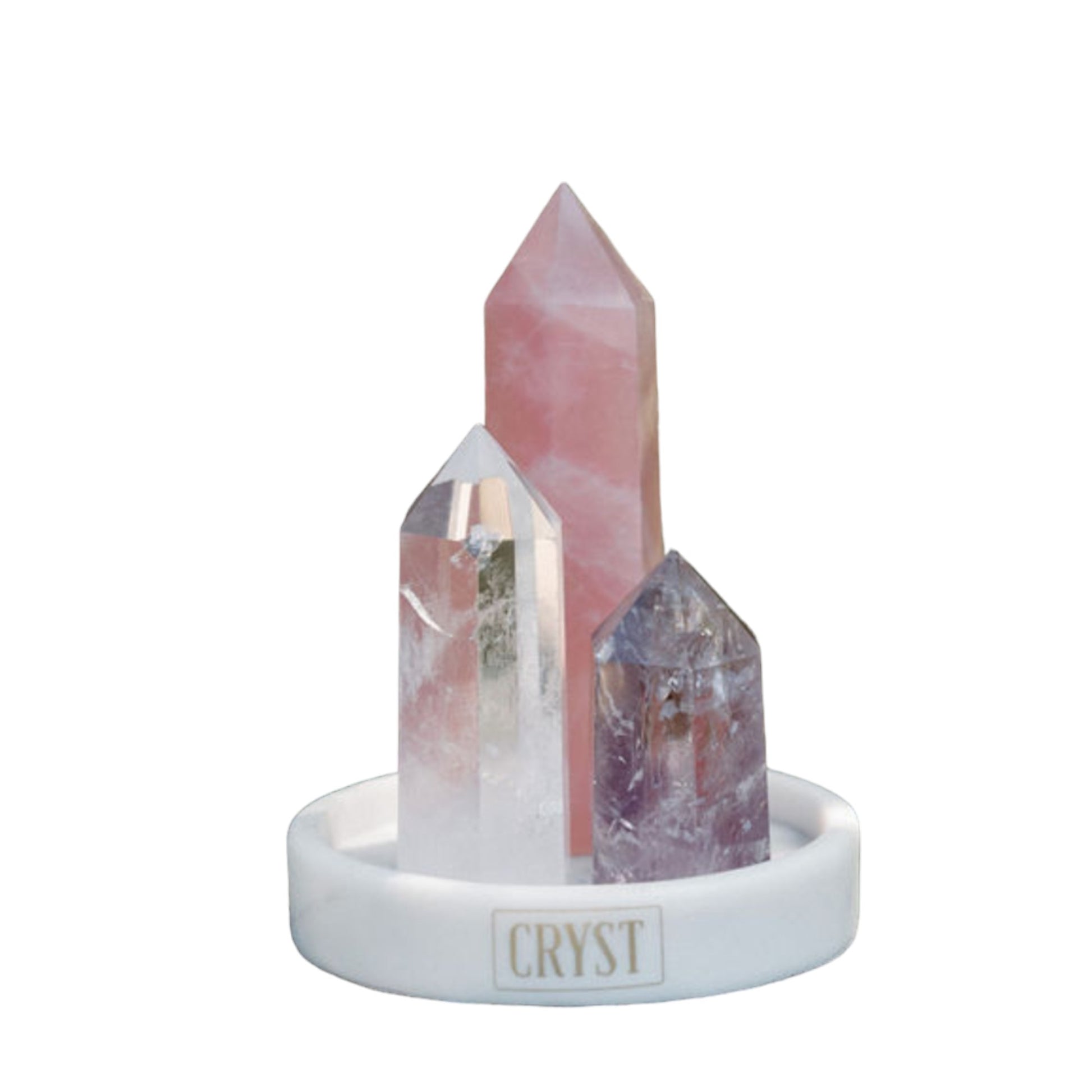 Relaxation Crystal Trio (Medium) - Rose Quartz, Amethyst + Clear Quartz