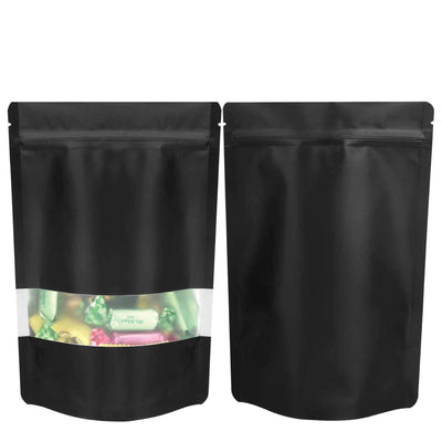 Resealable Mylar Stand Up Bags 29.5x22cm - Black Food Packaging Zip Pouch - Bulk