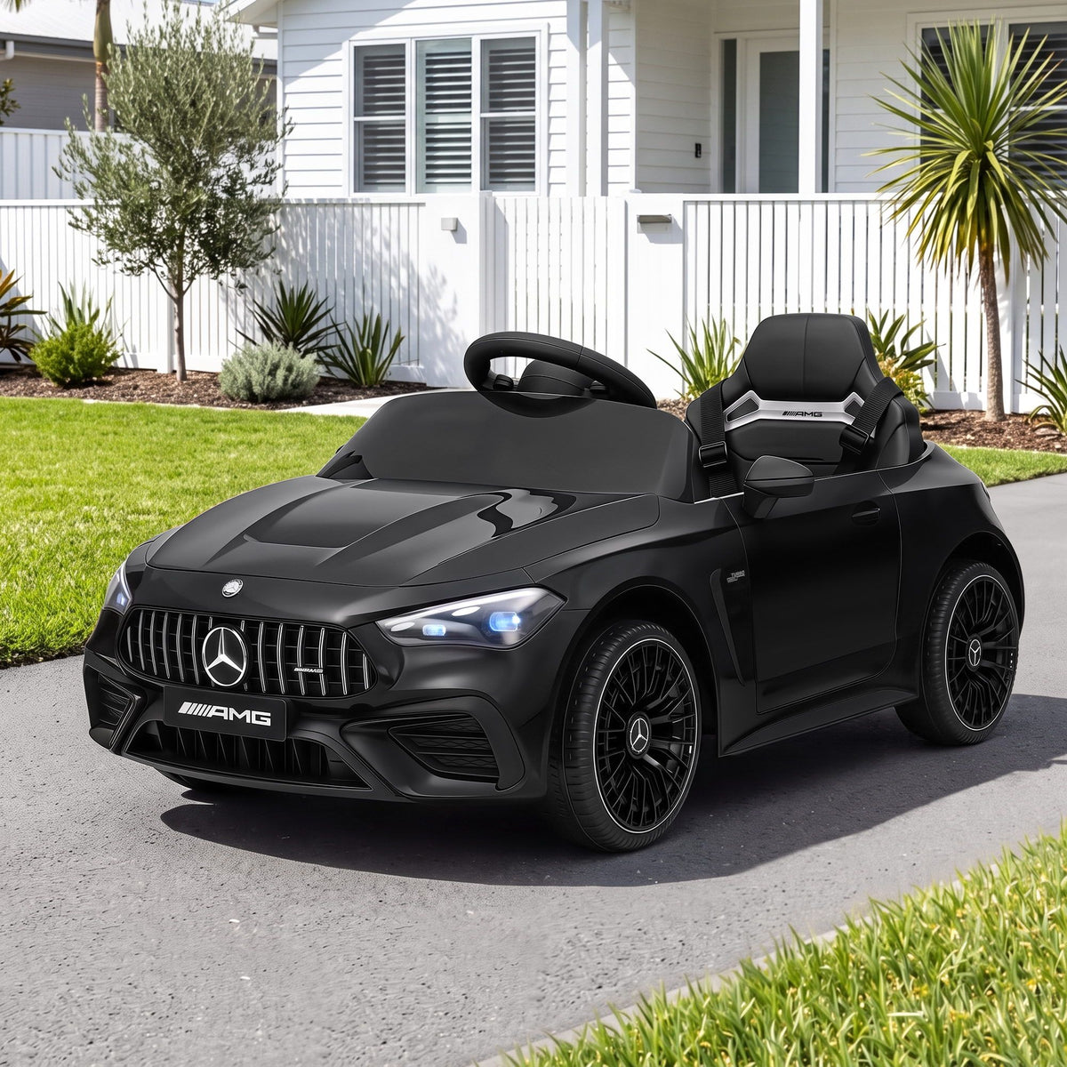Ride On Car Licensed Mercedes Benz AMGC63 Kids Electric Car 12V Music Black
