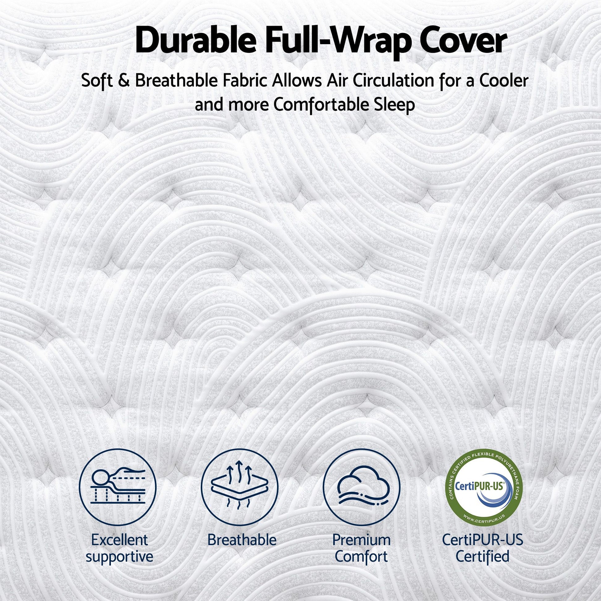 RoomSense Queen 34cm Medium Cooling Gel Mattress Bundle, Oatmeal Bed Frame