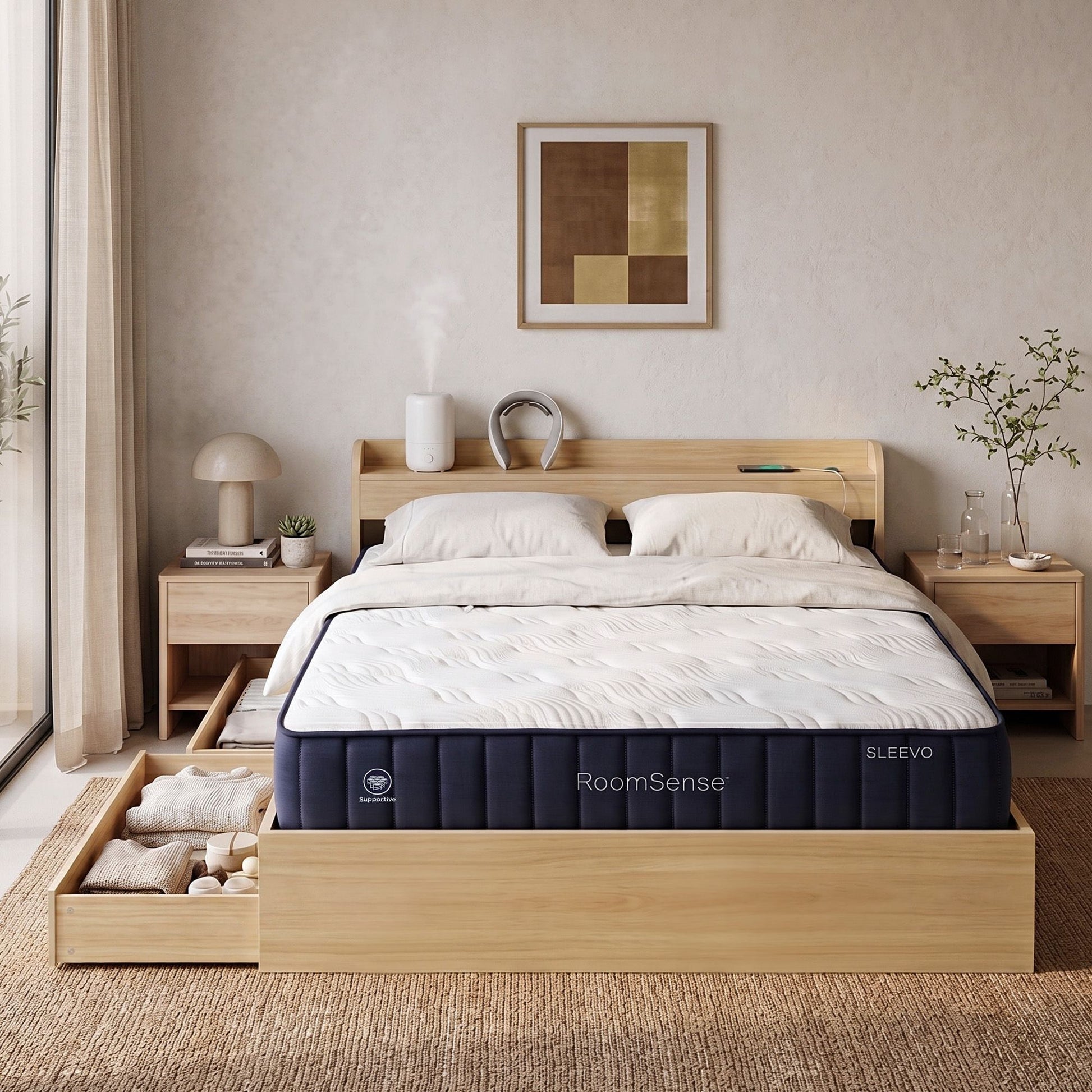 RoomSense Queen Firm Mattress 26cm Bundle with Storage Bed Frame