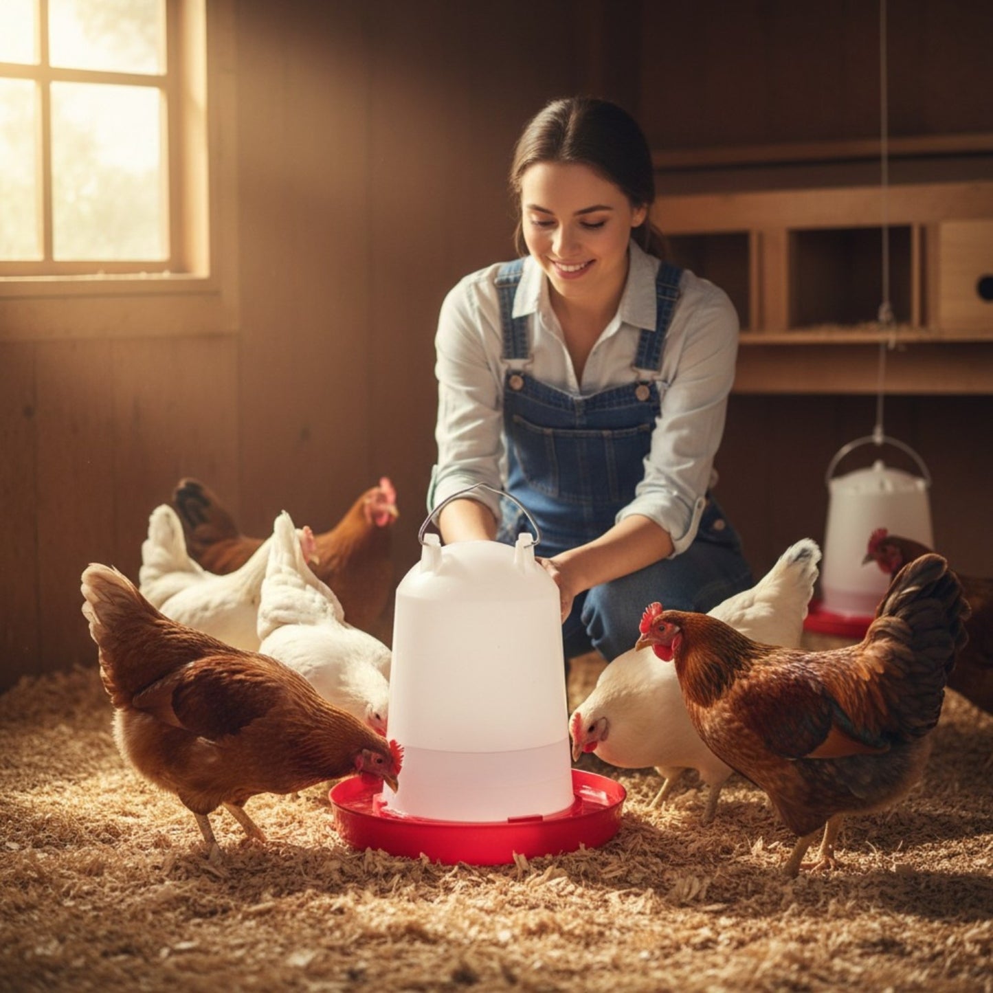 Rooster Farms Chicken Hen Feeder or Drinker Range Automatic Feeders and Waterers