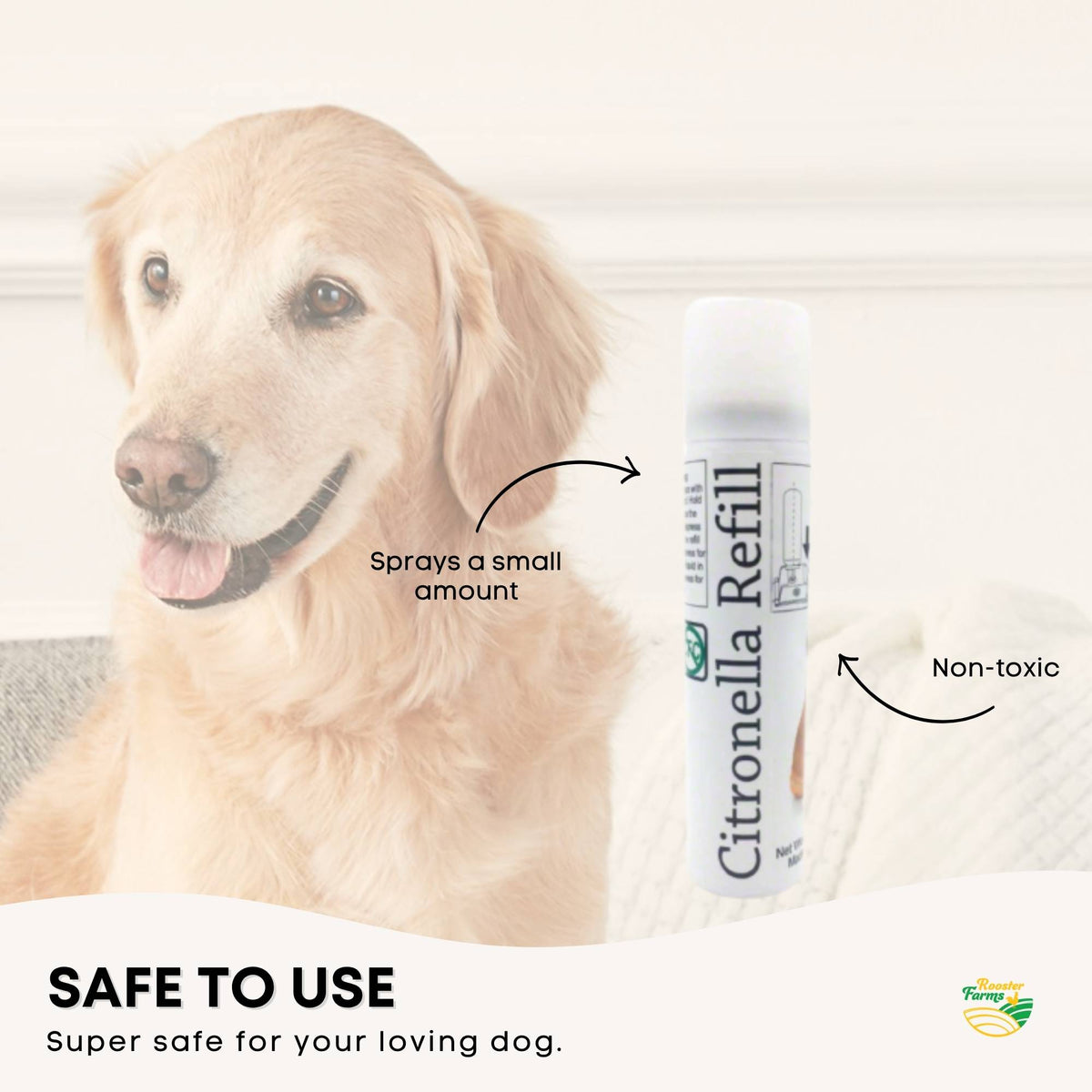 Rooster Farms Citronella Bark Collar Dog Training Sound Spray Rechargeable