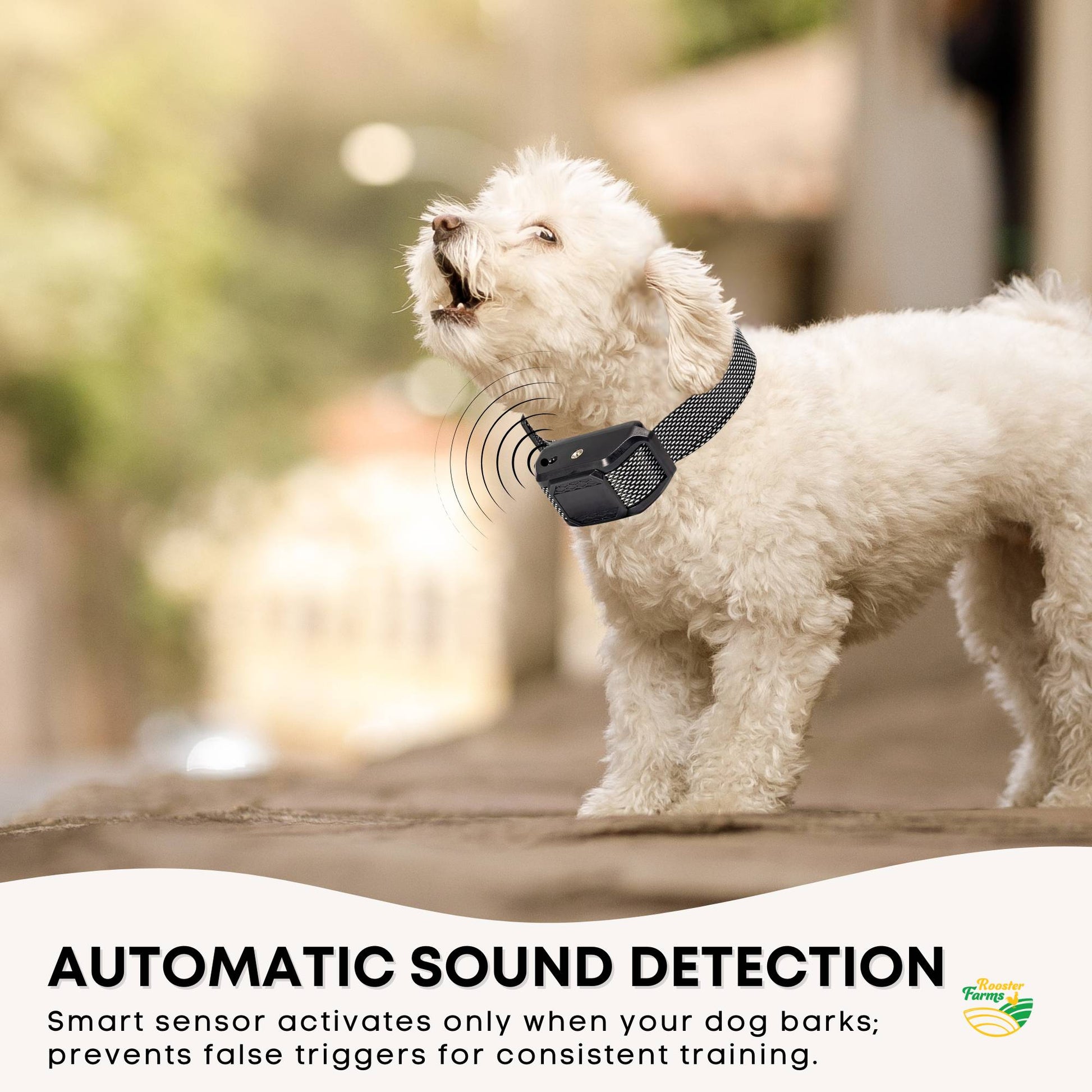 Rooster Farms Dog Bark Training Collar Citronella + Sound Rechargeable Automatic