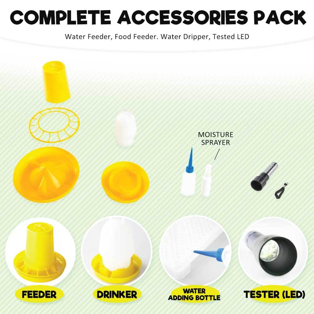 Rooster Farms Electric 112 Egg Incubator + Accessories for Chicken Quail Duck