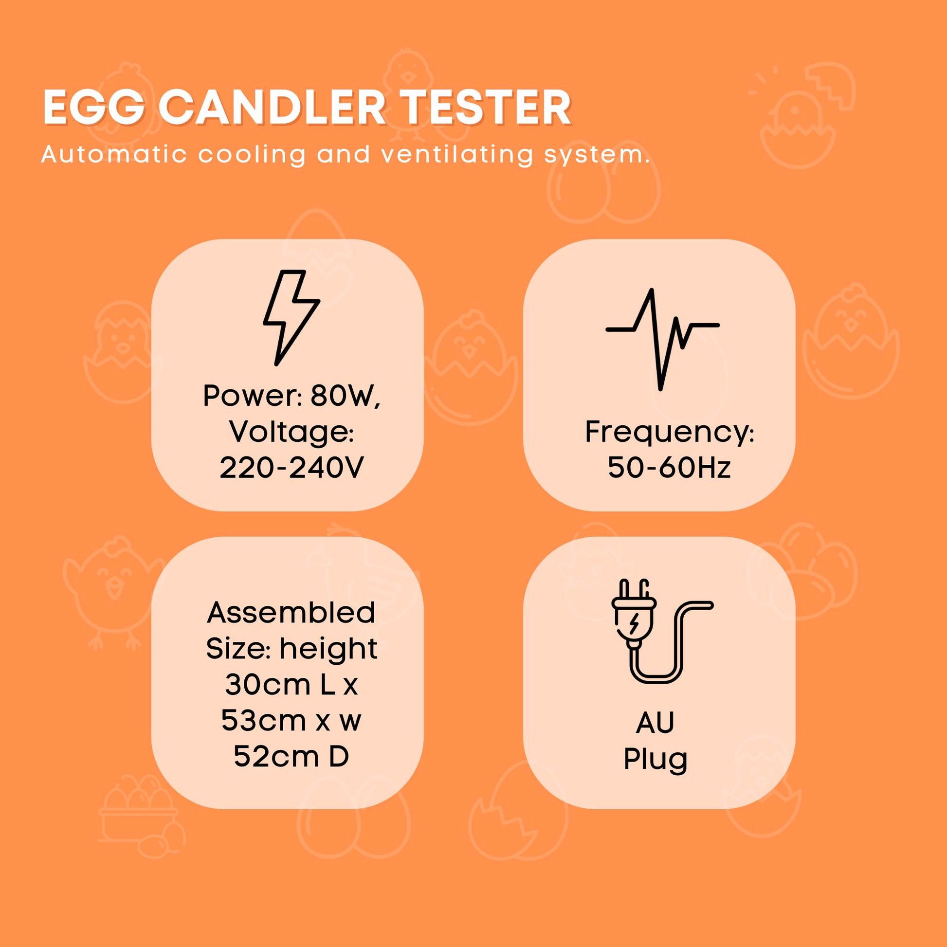 Rooster Farms Electric 48 Egg Incubator + Accessories for Chicken Quail Duck