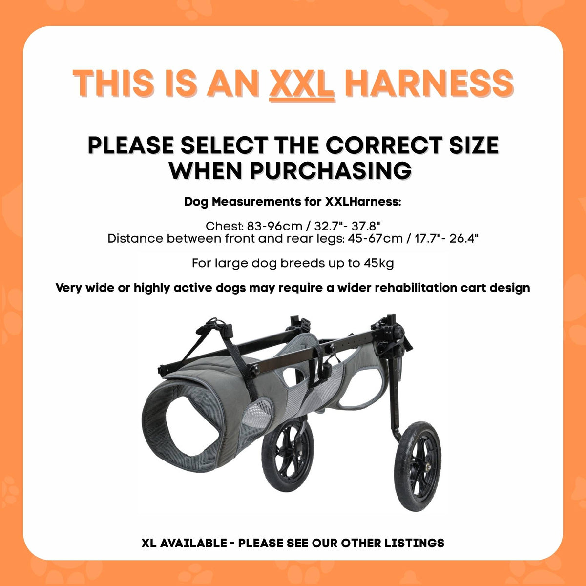 Rooster Farms Large Dog Wheelchair XXL Harness - Adjustable Back Leg Aid