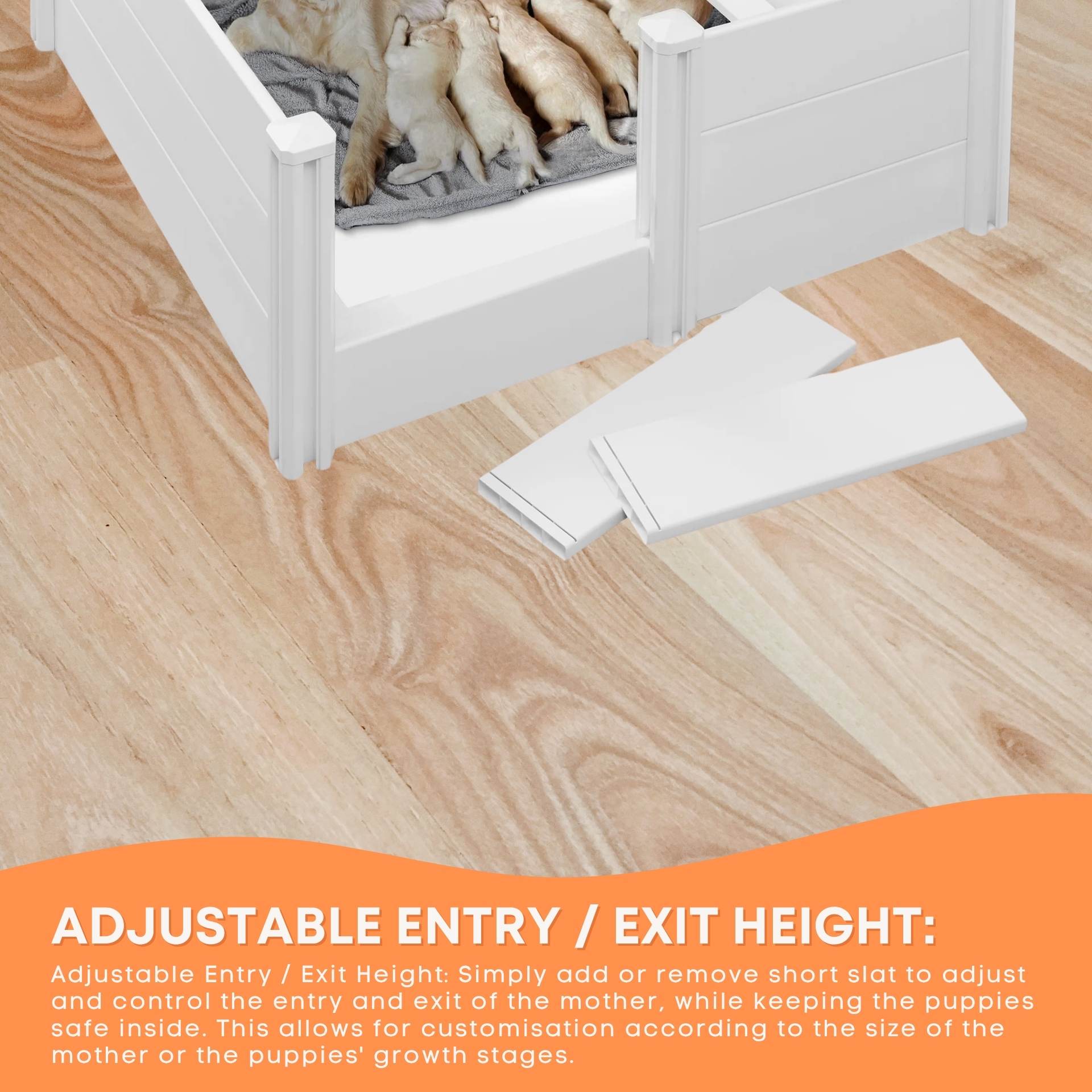 Rooster Farms PVC Dog Whelping Box + Play Pen 1.9m x .95m x 0.48m - Birthing Kit
