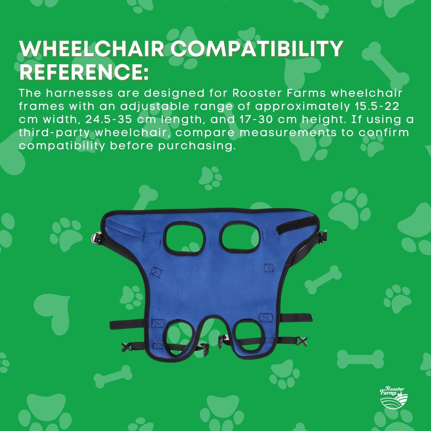 Rooster Farms Replacement Harness for Dog Wheelchair S - Little Dogs Up to 10Kg