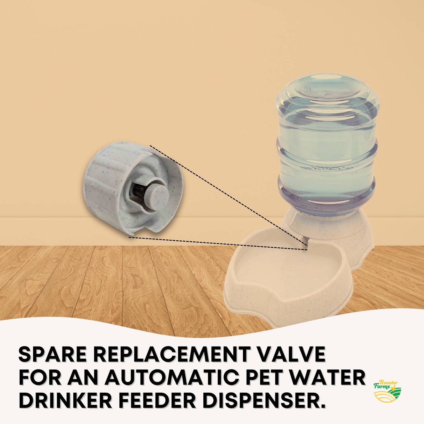 Rooster Farms Replacement Valve Spare Part for 3.8L Pet Water Drinker Dispenser