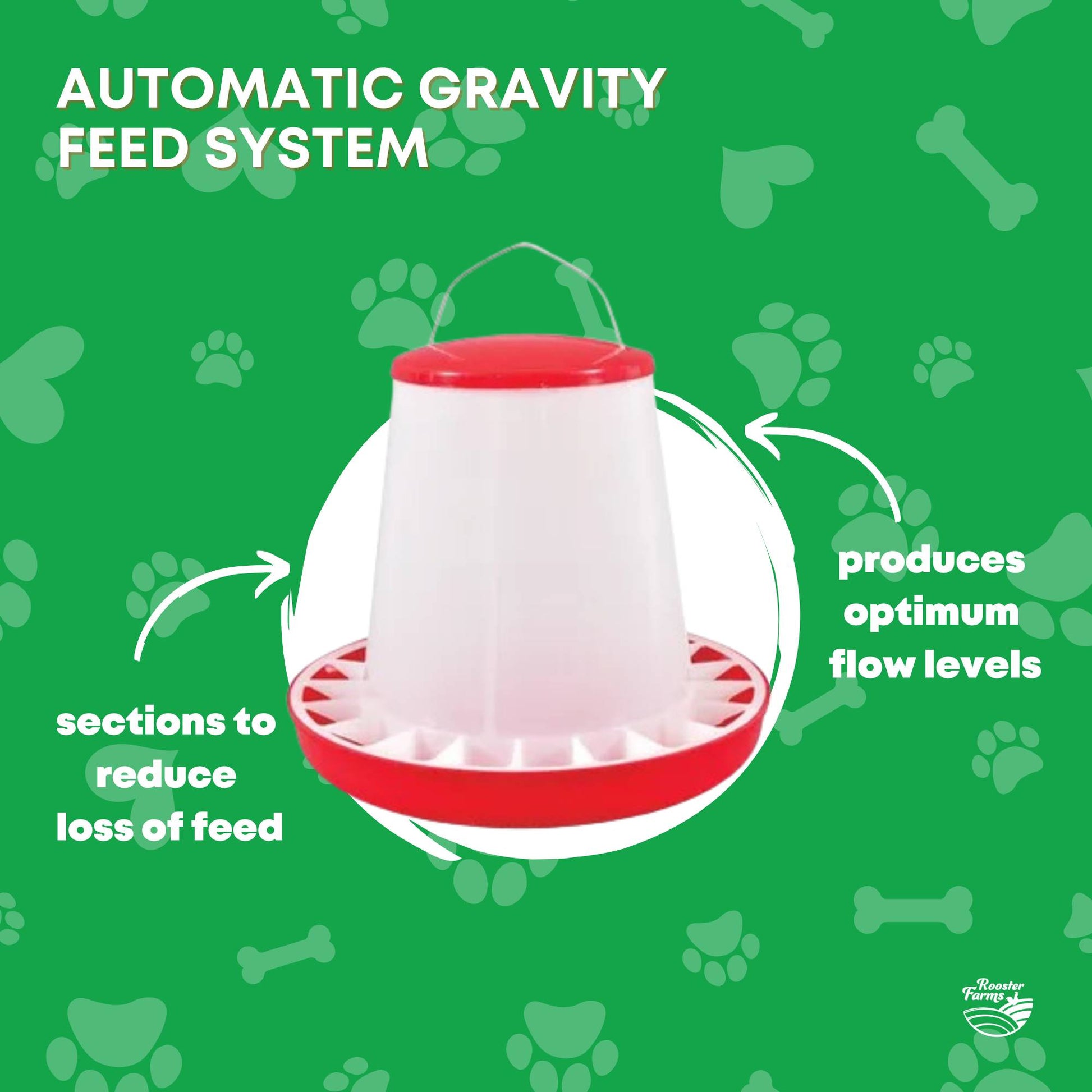 Rooster Farms 6Kg Automatic Chicken Feeder - Poultry Hen Feeding Seed Bucket