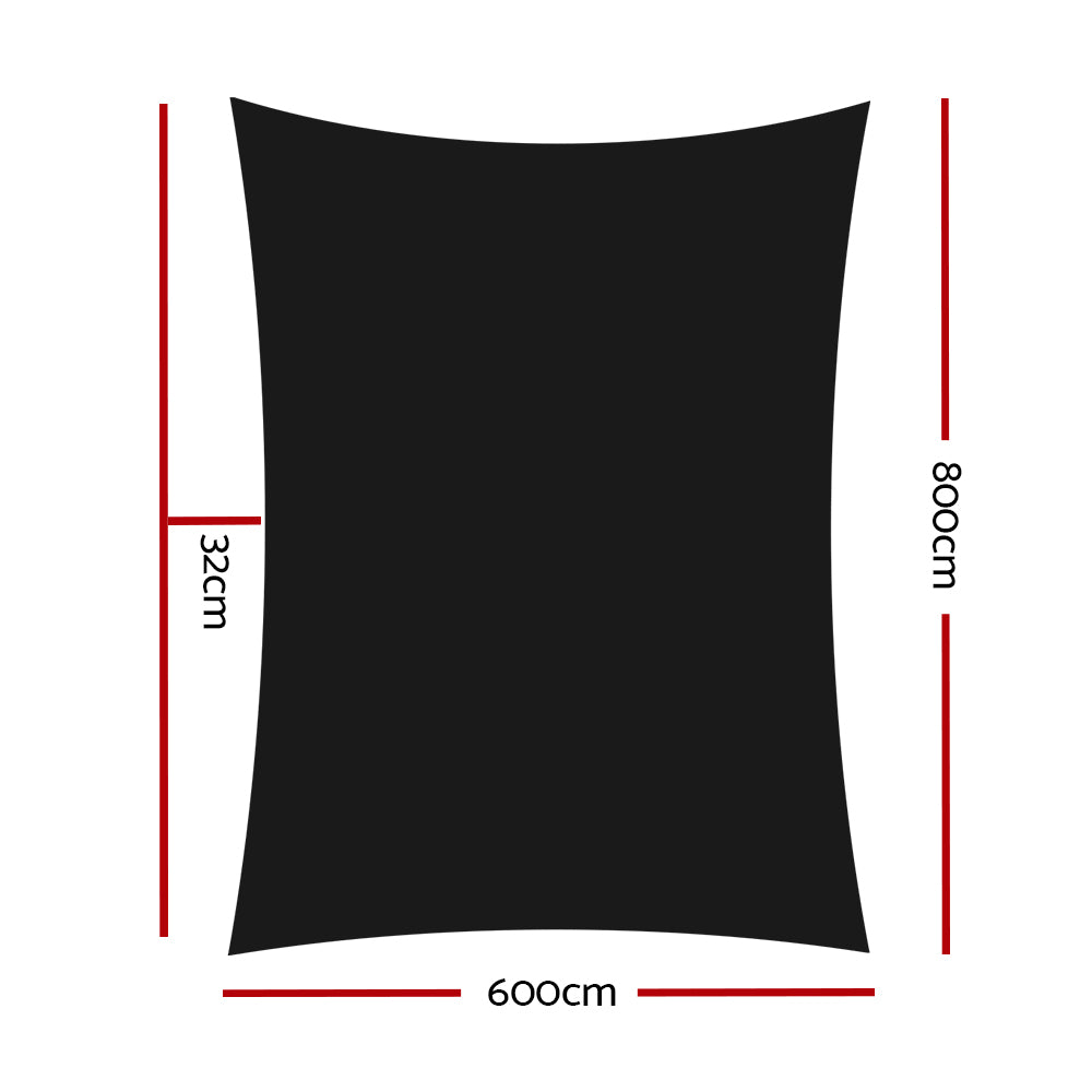 Instahut 6x8m Shade Sail Sun Shadecloth 280gsm Black