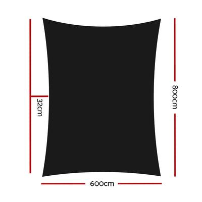 Instahut 6x8m Shade Sail Sun Shadecloth 280gsm Black