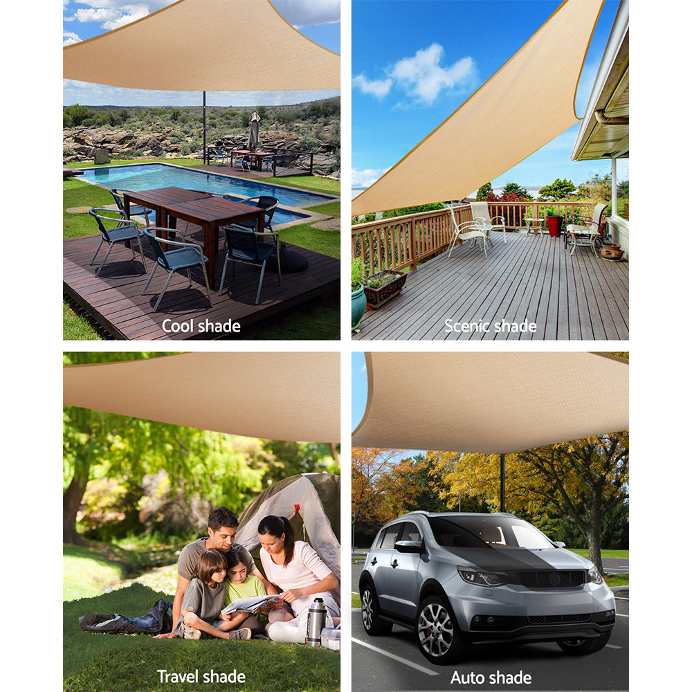 Instahut Shade Sail Cloth Rectangle Shadesail Heavy Duty Sand Sun Canopy 6x8m