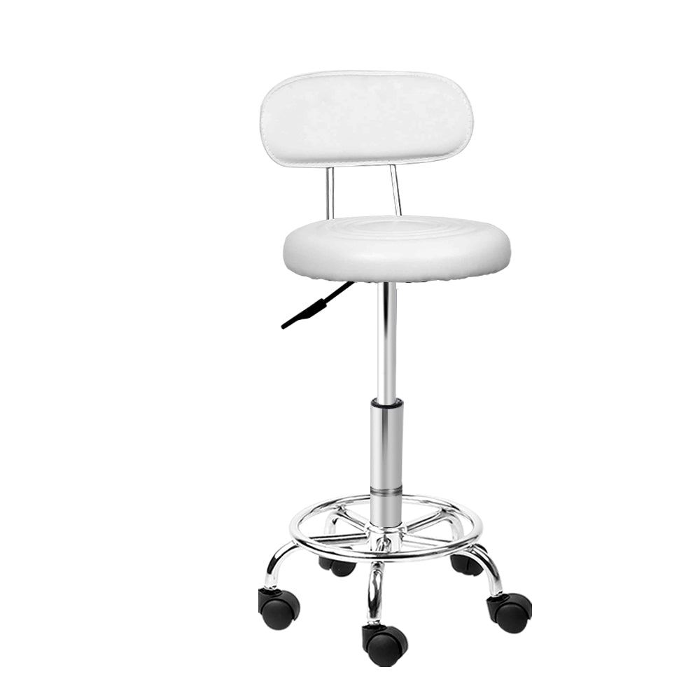 Artiss PU Leather Swivel Salon Stool - White