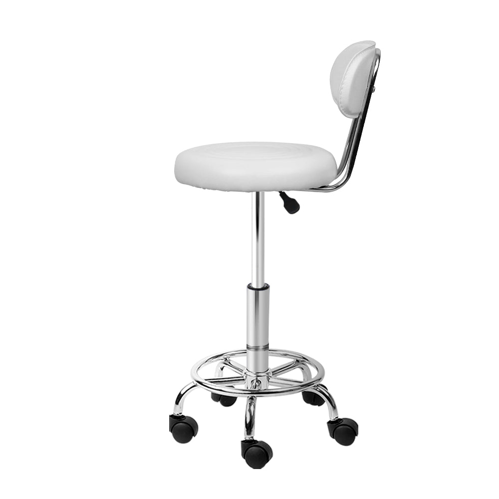 Artiss PU Leather Swivel Salon Stool - White