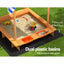 Keezi Kids Sandpit Wooden Sandbox Sand Pit with Canopy Water Basin Toys 146cm