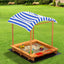 Keezi Kids Sandpit Wooden Sandbox Sand Pit with Canopy Water Basin Toys 146cm