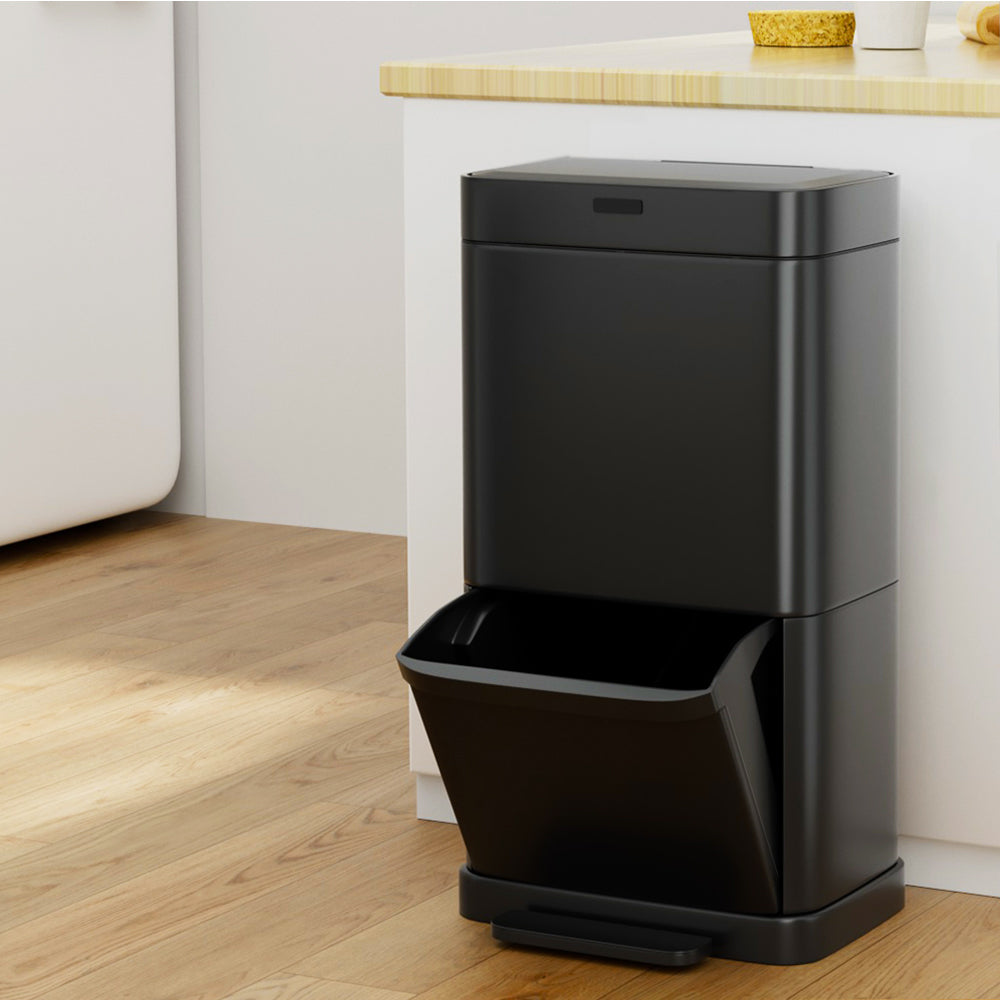 Devanti 70L Motion Sensor Bin Pedal Bins Automatic Black