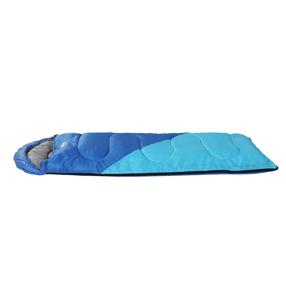 Weisshorn Sleeping Bag Kids Single 136cm Thermal Camping Hiking Blue