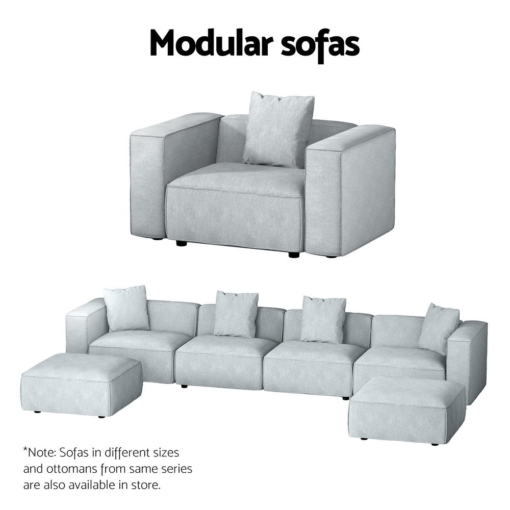 Artiss Modular Sofa Chaise Set 1-Seater Grey