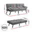 Artiss Sofa Bed Convertible 3 Seater Couch Recliner Lounge Chair Fabric Grey