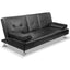 Artiss 3 Seater PU Leather Sofa Bed - Black