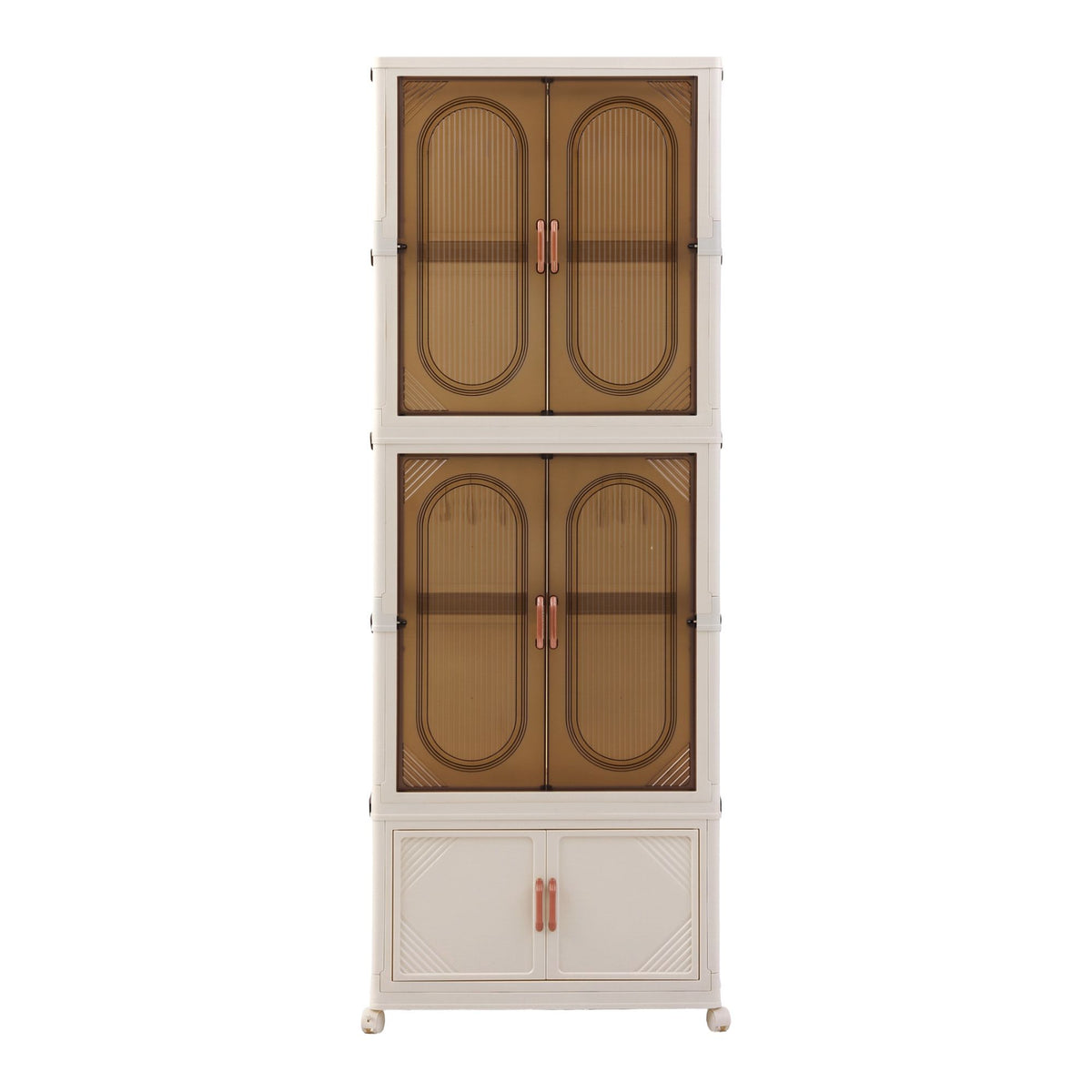 Artiss Foldable Storage Cabinet Stackable Wardrobe Box Clear Magnetic Door White