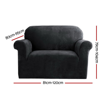 Artiss Sofa Cover Couch Covers 1 Seater Velvet Black