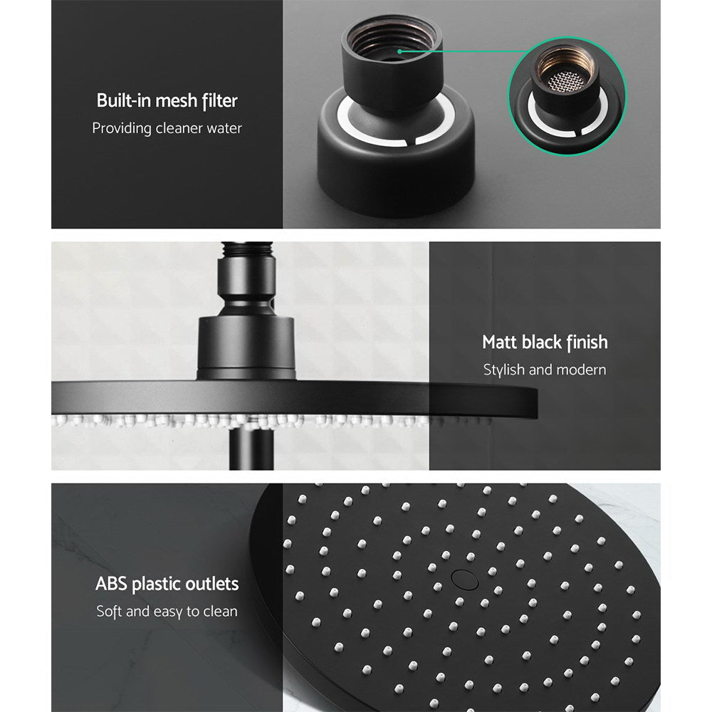 Cefito WELS 9'' Rain Shower Head Set Round Handheld High Pressure Wall Black