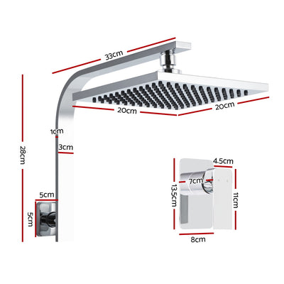 Cefito WElS 8'' Rain Shower Head Mixer Square High Pressure Wall Arm DIY Chrome