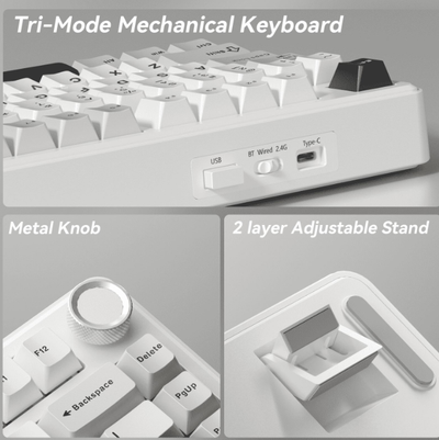 SOLAKAKA A75 75% Gasket Mechanical Keyboard Tri-Mode Hot-Swap Knob