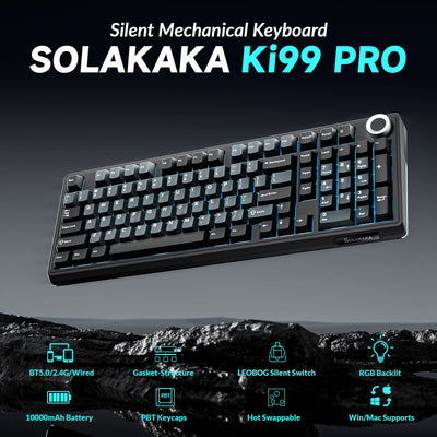 SOLAKAKA Ki99 Pro 99-Key Gasket Mechanical Keyboard Tri-Mode Hot-Swap Knob