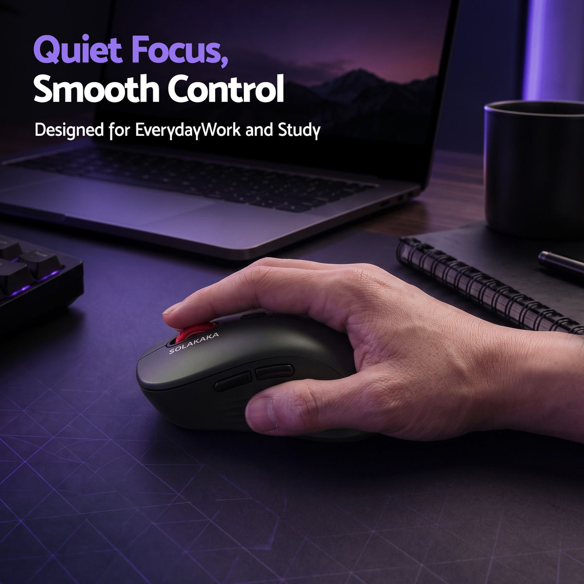 SOLAKAKA Silent Wireless Mouse Bluetooth 2.4GHz 4200 DPI 7 Buttons