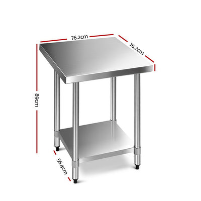 Cefito 762 x 762mm Commercial Stainless Steel Kitchen Bench