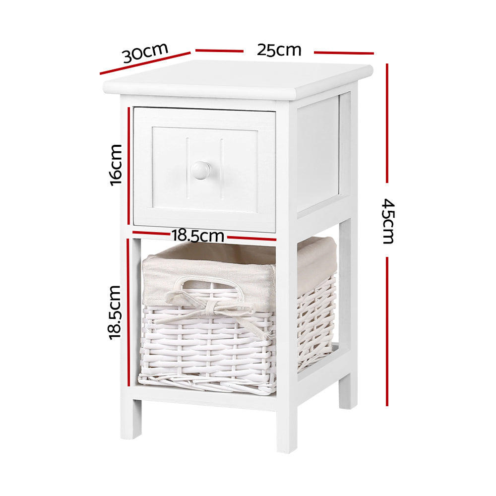 2 PCS Artiss Bedside Table - White