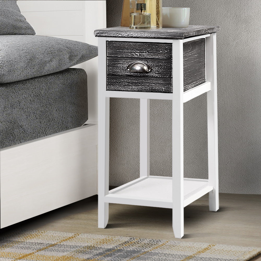 Artiss Bedside Table Nightstand Drawer Storage Cabinet Lamp Side Shelf Unit Grey