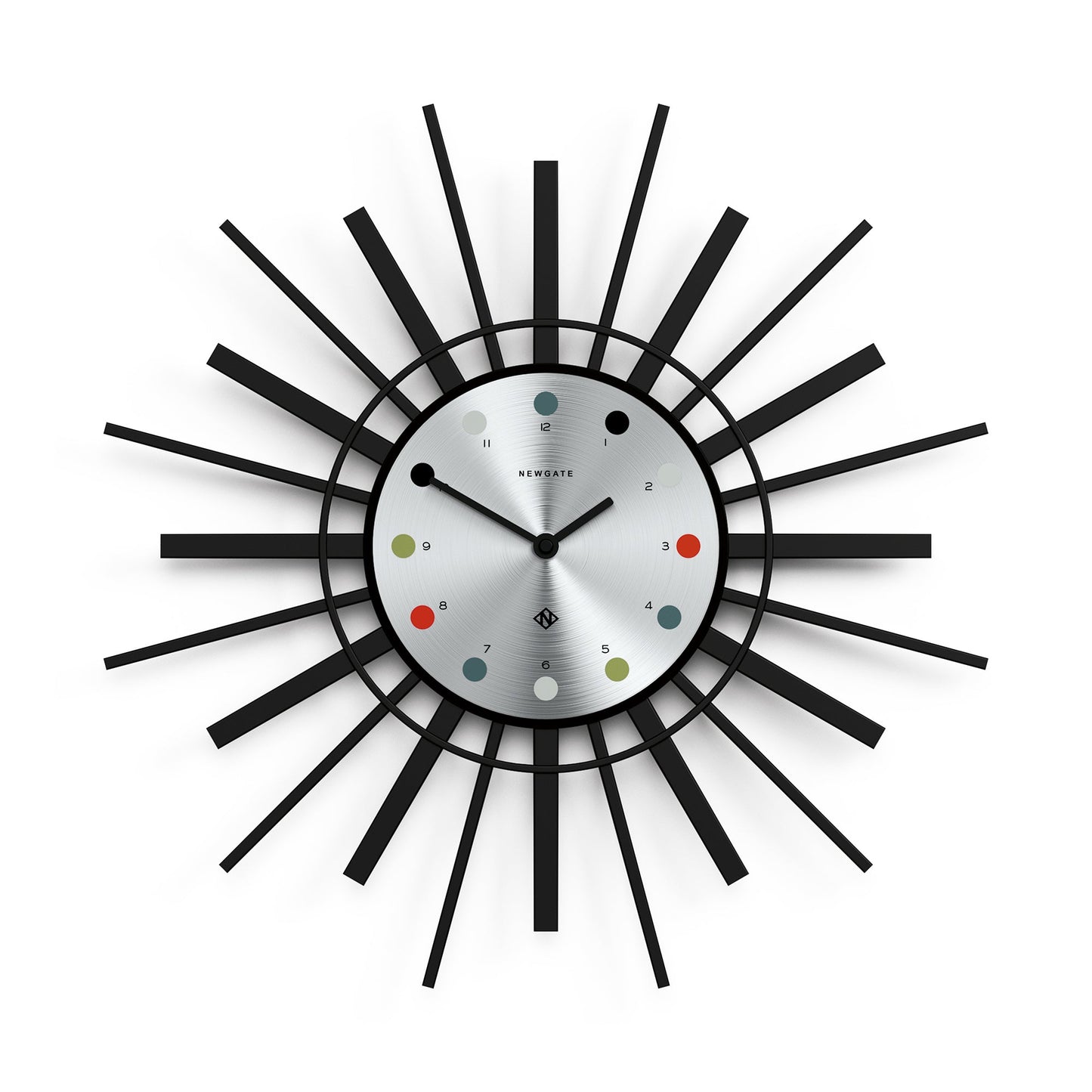 Newgate Stingray Wall Clock Black - Silver Dial