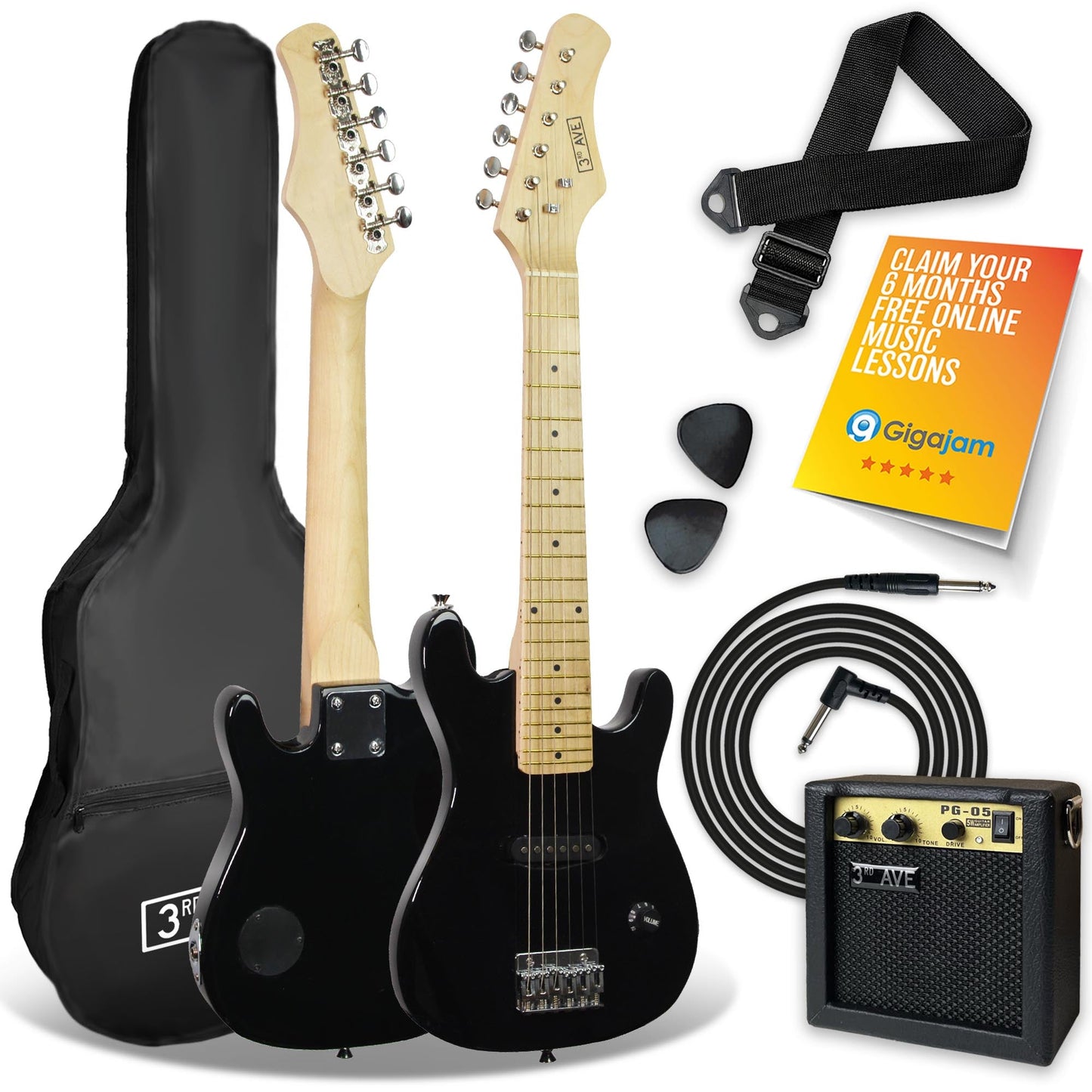 3rd Avenue Junior Electric Guitar Pack - Black