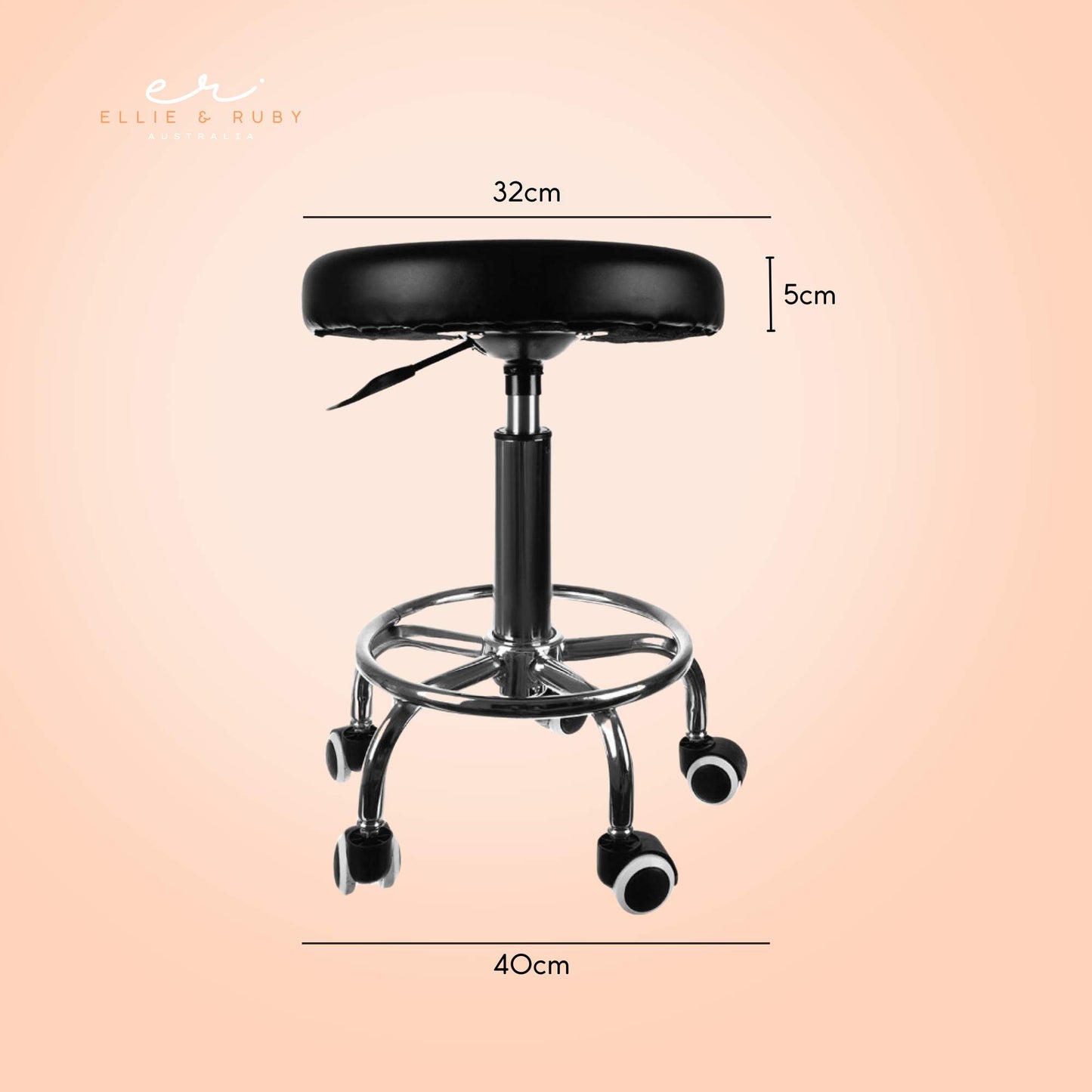 Salon Stool - Adjustable Swivel Chair with Footrest Pedicure Beauty Hairdressing