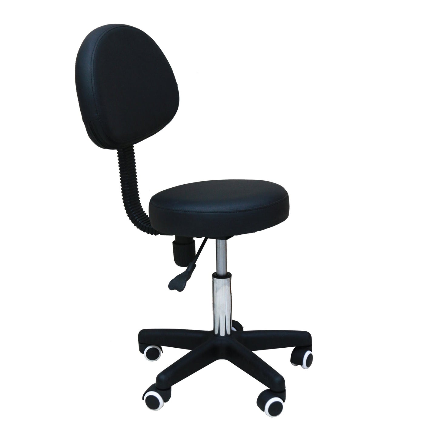 Salon Stool - Adjustable Swivel Chair with Back - Pedicure Beauty Hairdressing